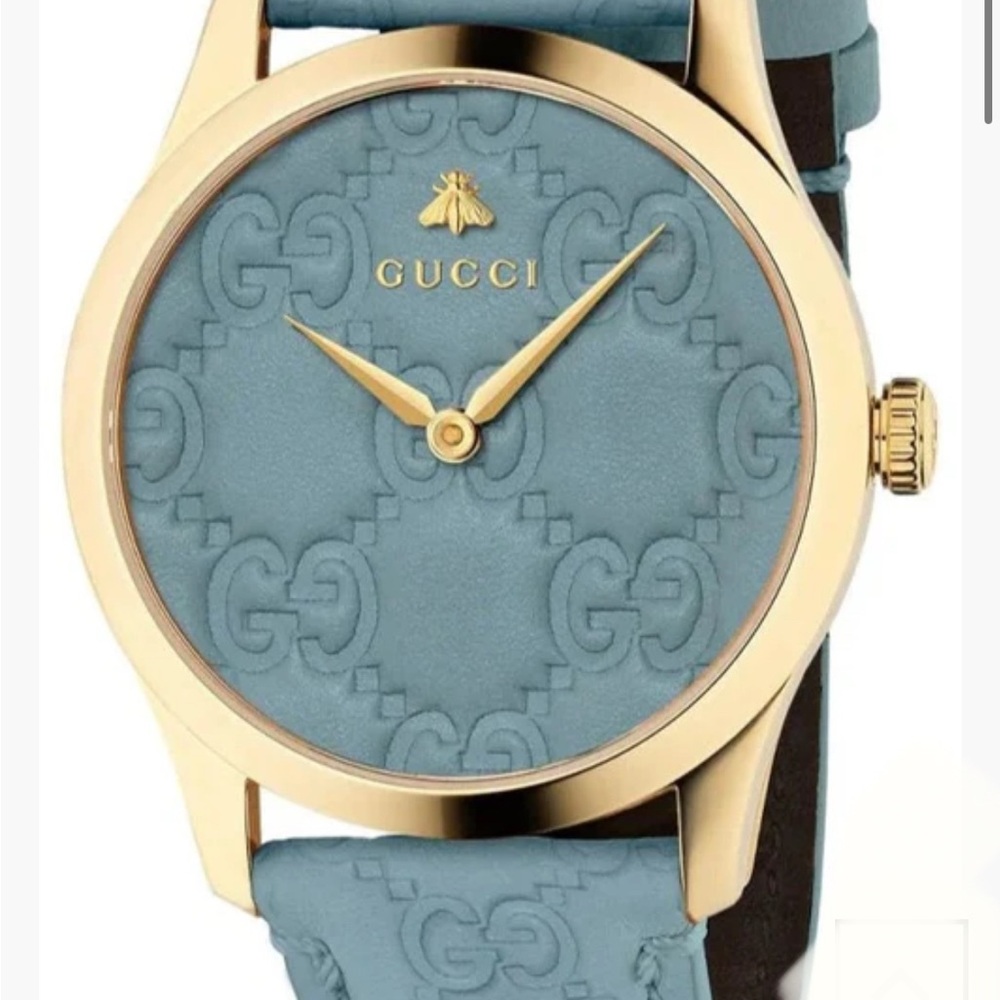 Gucci Blue and Gold Women's Watch G-Timeless Quartz GG Dial
